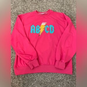 Pink Graphic Crew Neck Sweater teacher